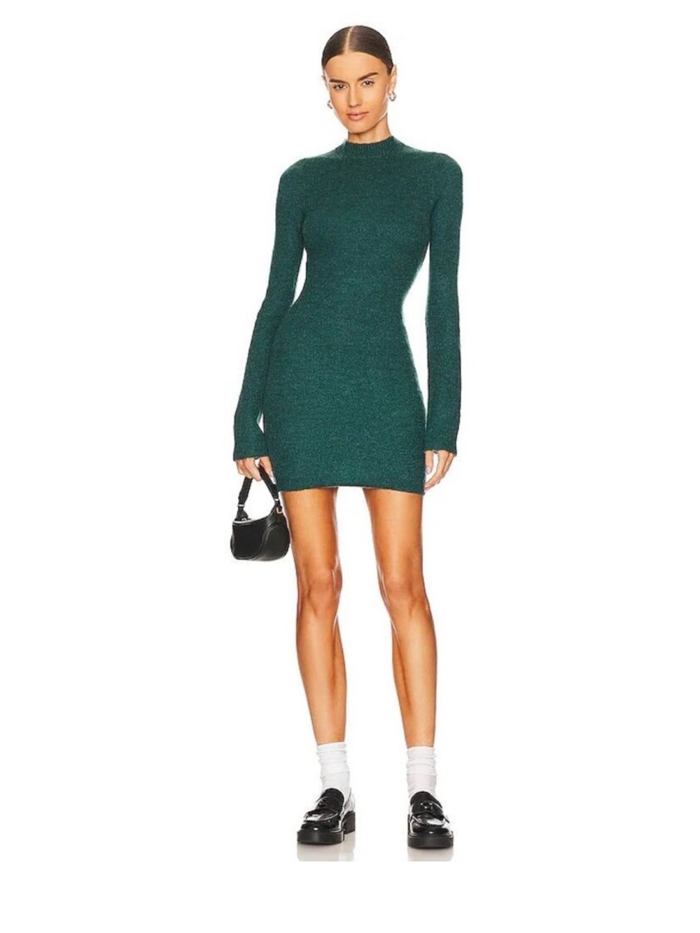 Atoir Miaa Long Sleeve Open-Back Sweater Dress in Green